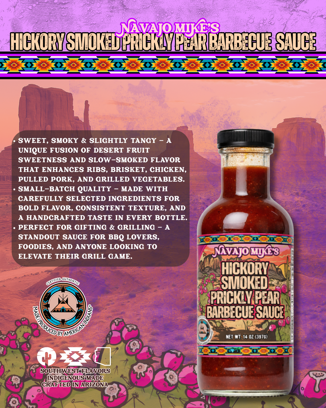 Hickory Smoked Prickly Pear BBQ Sauce 14 oz